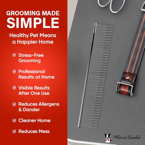 Warren London Carding Pro XL Comb 9in | Copper Grooming Comb with Dual-Length Teeth | Removes Undercoat, Loose Fur, and Dander | Groom like a Professional - style: Carding Pro XL