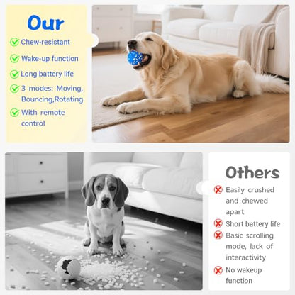 Smart Dog Ball Interactive Dog Toy with Remote Control,Automatic Moving,Bouncing and Rotating 3 Modes,E-TPU Material Aggressive Chewers,IPX7 Waterproof,Rolling Ball for Large Medium Dogs - color: Blue