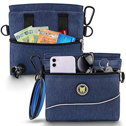 Viklluyr Dog Treat Pouch Bag with Magnetic Closure, Dog Food Carrier with Removable Inner Pocket, Perfect Dog Training Bag for Agility Training - Including Carabiner - color: Blue, size: L