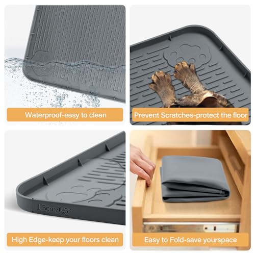 57" x40" Pee Pad Holder for Dogs Puppy Pad Holder Extra Large Silicone Pee Tray for Dog Training Floor Protection Raised Edge Dog Potty Tray, No Pee Pads(Dark Gray) - color: 57" X40"dark Gray