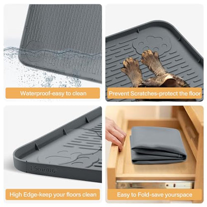 57" x40" Pee Pad Holder for Dogs Puppy Pad Holder Extra Large Silicone Pee Tray for Dog Training Floor Protection Raised Edge Dog Potty Tray, No Pee Pads(Dark Gray) - color: 57" X40"dark Gray