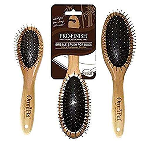 Pro-Finish Bristle and Pin Grooming Brush Combination with Carbonized Bamboo Handle, Large, 9" - color: Combo Brush, size: Large