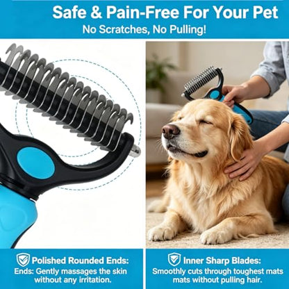 Whimsyard Dog Brush, Dual-Groom Pro All Pets Detangling Brush, Pet Pro Grooming Tool, Universal Detangling Comb for Dogs, Double-Sided Stainless Steel for Coat Care & Shedding Removal (Set/L) - color: Set/L