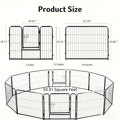 Simple Deluxe Dog Playpen Outdoor Indoor, 24 Inch 12 Panels Dog Fence for Small Dogs Puppy, Perfect Dog Pen for Camping, Yard, RV, Garden Fence, Black - size: 24 Inch 12 Panels