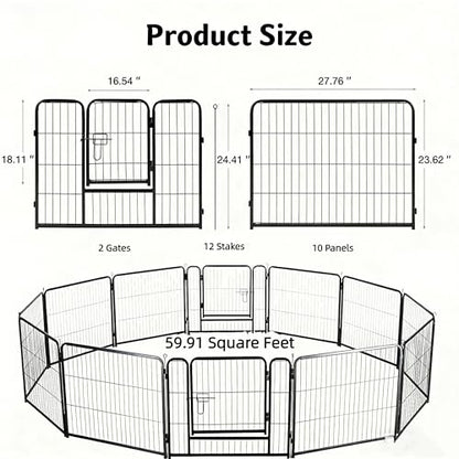 Simple Deluxe Dog Playpen Outdoor Indoor, 24 Inch 12 Panels Dog Fence for Small Dogs Puppy, Perfect Dog Pen for Camping, Yard, RV, Garden Fence, Black - size: 24 Inch 12 Panels