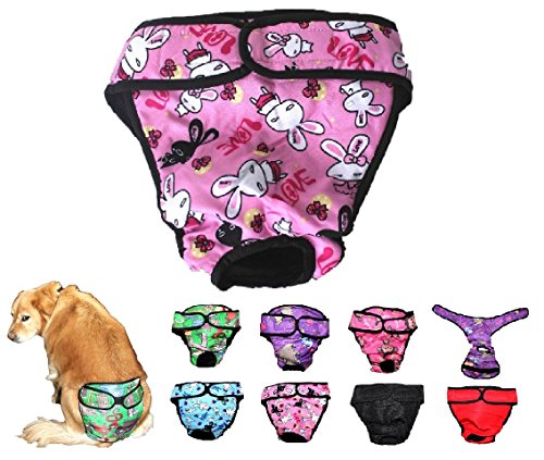 Dog Diaper Reusable Washable Female Girl for Medium & Large Big Dog Breeds Size L, XL, XXL DELIVERY 2-4 Days! (Large: Waist 20" - 24", Pink Bunny) - color: Pink Bunny, size: LARGE: Waist 20" - 24"