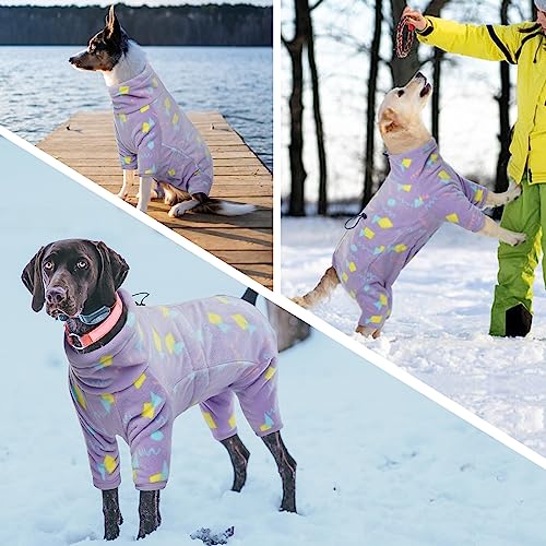 ROZKITCH Dog Jacket with Sleeves, Pet Windproof Warm Cold Weather Jacket Vest with Luminous Zipper, Jumpsuit Apparel Outfit Clothes for Small Medium Large Dog Geometry XS - color: Purple-geometry, size: XS