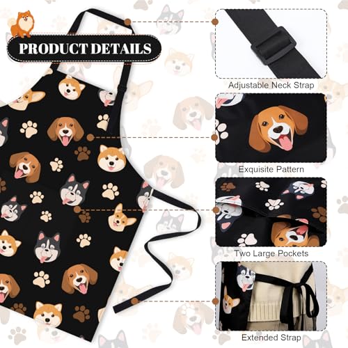 Dog Grooming Waterproof Apron with 2 Pockets, Cute Animals Puppy Dog Pets Apron - style: Happy Dog