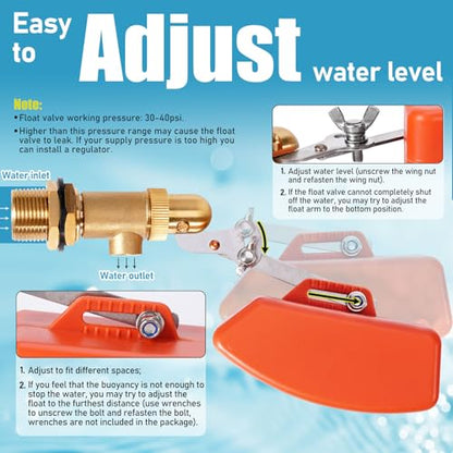 Brass Float Valve 3/4 Inch, Livestock Water Tank Float Valve Switch Brass Float Ball Valve Shut Off Pool Auto Fill Valve for Automatic Waterer - style: 3/4" Orange
