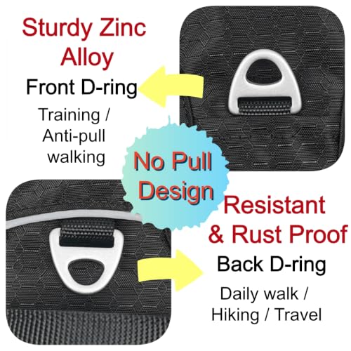 No Pull Front Clip Dog Harness, Heavy Duty 360° Reflective Dog Vest with Dual Zinc Alloy D-Rings, Soft Padded Harness with Control Handle for Small Medium Large Dogs (Black, L) - color: Black, size: L