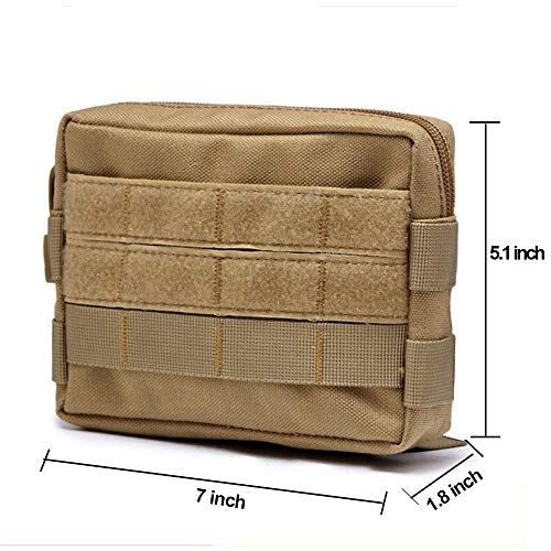 Molle Pouches, Tactical Admin Pouch Compact EDC Utility Gadget Gear Pouch Military Carry Accessory Belt Hanging Waist Bag - color: 2 pack-tan-7"(L) * 5.1"(H)