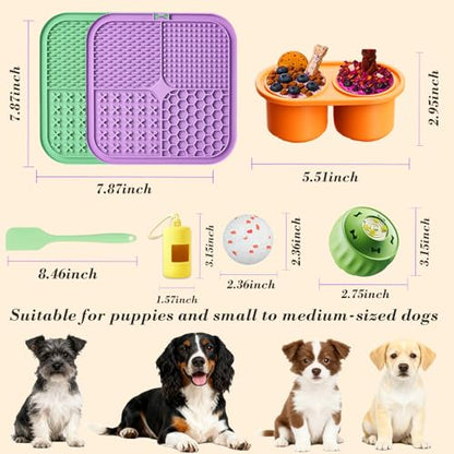 7.87" Dog&Cat Lick Mat with Suction Cups Set,Frozen Treat Toy for Puppy,Dog Enrichment Toy Foam Ball for Anxiety Relief - color: Purple
