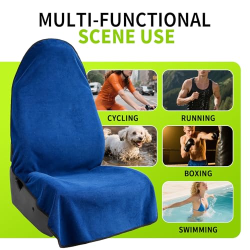 Leader Accessories Towel Car Seat Cover Waterproof Blue for Truck SUV Front Seat Machine Washable - After The Gym, Runs, Swimming, Surfing - color: Towel Blue 1pcs