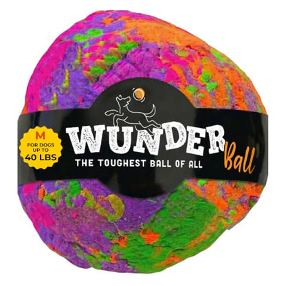 WACKYwalk'r WUNDERball Durable Dog Fetch Toy – Indestructible Natural Rubber Ball, Safer Than Tennis Balls, Floats for Indoor & Outdoor Play, Handmade in North America, Swirl Medium (up to 40 lbs.)
