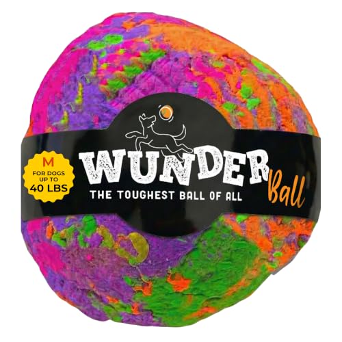 WACKYwalk'r WUNDERball Durable Dog Fetch Toy – Indestructible Natural Rubber Ball, Safer Than Tennis Balls, Floats for Indoor & Outdoor Play, Handmade in North America, Swirl Medium (up to 40 lbs.)
