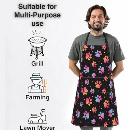 Dog or Paw Apron - 33" x 28" Large with 26" Waist Ties, Lightweight, with 2 Pockets for Your Cooking Essentials - style: Dogs Paw