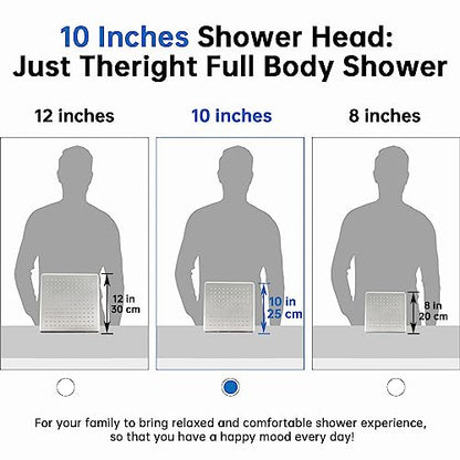 G-Promise All Metal 10 Inch Rain Shower Head with Power Wash Mode Handheld Spray Combo, Pause Setting 3-way Diverter, Full Body Coverage Waterfall Showerhead, Luxury Bathroom Upgrade (Brushed Nickel) - color: Brushed Nickel, size: 10 Inches