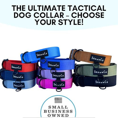 ShawnCo Basecamp Dog Collar- Premium, Adjustable, Heavy-Duty Nylon Tactical Dog Collar with Metal Buckle for Medium and Large Dogs (Midnight, S) - color: Midnight, size: S- No Handle