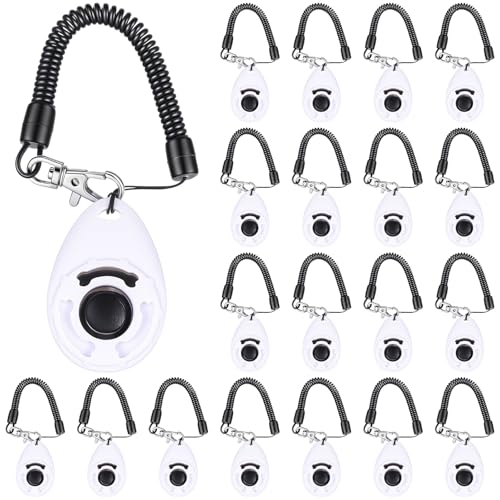 Frienda 18 Pieces Dog Training Clicker, Pet Behavioral Training Clickers with Wrist Strap for Dogs Cats Puppy Birds Horses (White) - color: White