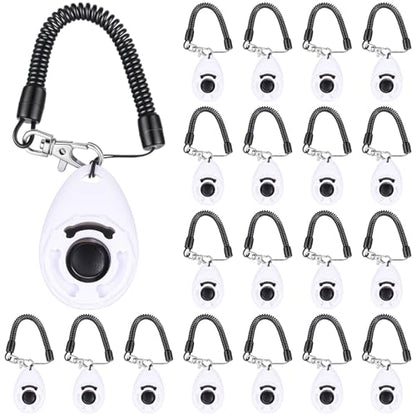 Frienda 18 Pieces Dog Training Clicker, Pet Behavioral Training Clickers with Wrist Strap for Dogs Cats Puppy Birds Horses (White) - color: White