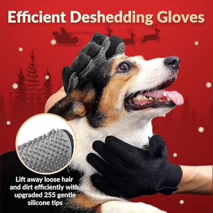 Pet Hair Remover Glove - Gentle Pet Grooming Glove Brush - Deshedding Glove - Massage Mitt with Enhanced Five Finger Design - Perfect for Dogs & Cats with Long & Short Fur - 1 Pack (Right-hand), Grey - color: Grey