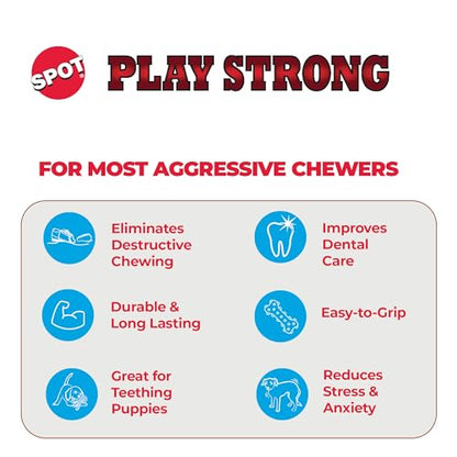 SPOT Play Strong Bones Chew Toys and Ball Toys for Dogs - Great for Aggressive Chewers and Puppies - Ball - Small (Pack of 2) - size: Large (Pack of 2)