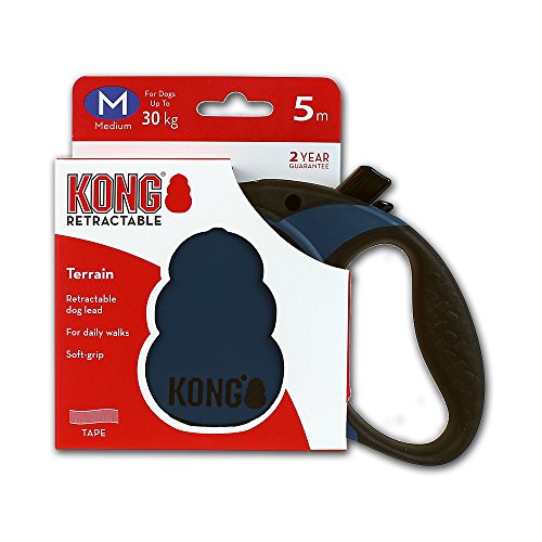 Alcott Kong Terrain Retractable Dog Leash, Medium, Blue, 16' Long (Pack of 2) - color: Blue, size: Medium 16' (Pack of 2)