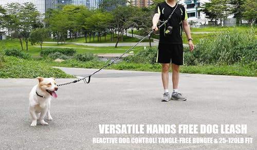 Hands Free Dog Leash Crossbody & Waist for Dog Walking, 13 ft 9-in-1 No Pull Heavy Duty Bungee Slip Lead Leash with 3 Padded Handles, Reflective & Tangle-Free for Large & Medium Dogs Black - size: 13 Ft
