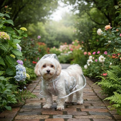 Clear Dog Raincoat for Small Medium Dogs Waterproof Hooded Pet Poncho with Adjustable Snaps Leash Hole Packable Rain Coats Lightweight Cape for Bichon Poodle (3-6lbs) (Medium)