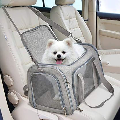 Henkelion Cat Carriers Dog Carrier Pet Carrier For Small / Medium Cats Dogs Puppies (Up To 15lbs), TSA Airline Approved Small Dog Carrier Soft Sided, Collapsible Waterproof Travel Puppy Carrier - Grey - color: Grey, size: 17.0"L x 11.0"W x 11.0"H