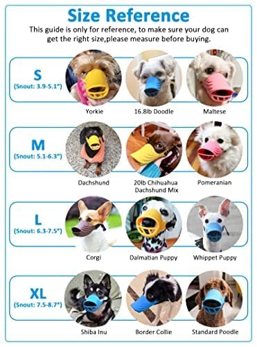 Dog Muzzle, Soft Duck Silicone Mouth Cover with Adjustable Strap for Small Medium Dogs, Best to Prevent Barking, Biting, and Chewing (XL, Blue) - color: Blue, size: XL