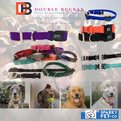 Sparky Pet Co - ECollar Replacement Strap - Double Buckle Dog Collar - Rugged Nylon - Adjustable - D Ring - Quick Release Metal Clasp - for Invisible Fence Systems - 3/4" x 24" - Black - color: Black, size: 3/4" Wide