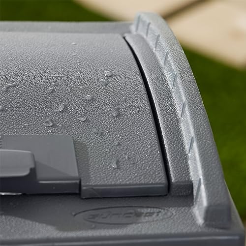 Suncast 4 Pack Outdoor Waste Bin Trash Hideaway Container with Latching Lid, 33 Gallon Capacity - color: Cyberspace, size: 4 Pack