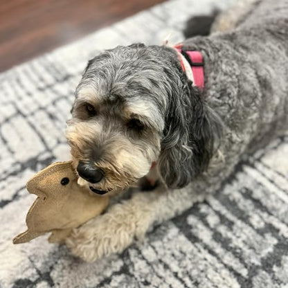 SPOT Dura-Fused Leather Rabbit Dog Toy – Durable Real Leather & Jute Chew Toy with Squeaker, Double-Stitched for Moderate Chewers, Small & Medium Dogs, 7.5in
