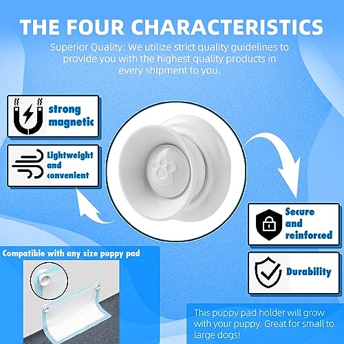 (4-Pack) Potty Training Pad Magnetic Holder Compatible with Any Size of Puppy Pee Pads Perfect for Leg-Lifting Marking Dogs, Strong Magnets Will Stick on Most Flat Surfaces - White Paw - size: Claw