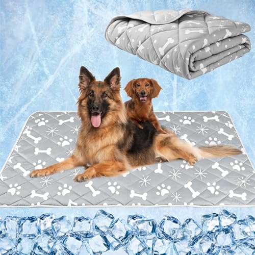 wegreeco Pet Dog Cooling Mat for Cats, Lightweight Bed Outdoor Cooling Blanket for Dogs and Cats, Small Medium Large Puppy Cool Pad for Dogs, Small Bones Medium - color: Small Bones, size: Medium
