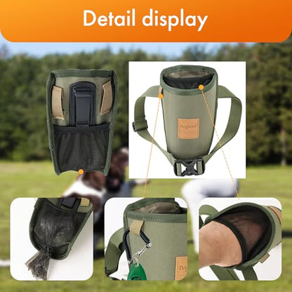 Portable Dog Treat Pouch for Training - Outdoor Waist Pack with Medium-Stiff Polyester, Leash Clip & Zippered Pocket for Pet Treats/Rewards (Grey)