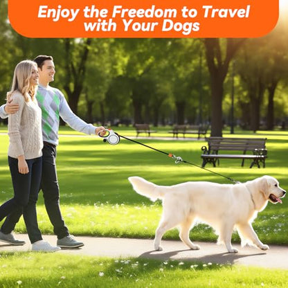 Upgraded Retractable Dog Leash with Chew Proof Cable, 26ft Heavy Duty Dog Leash for Large Dogs up to 110lbs, No-Tangle, Non-Slip Handle, One-Handed Brake, with Poop Bag Holder (Orange, L 26ft) - color: Orange