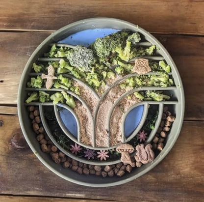 OHMO Slow Feeder Dog Bowls(Tree Life, Camo Green) Enrichment Soft Silicone Food Safe Feeding Bowl Non Slip Suction Cup for All Breed Pet, Cat Slow Down Eating Dishes, Boredom and Anxiety Reducer - color: Camo Green