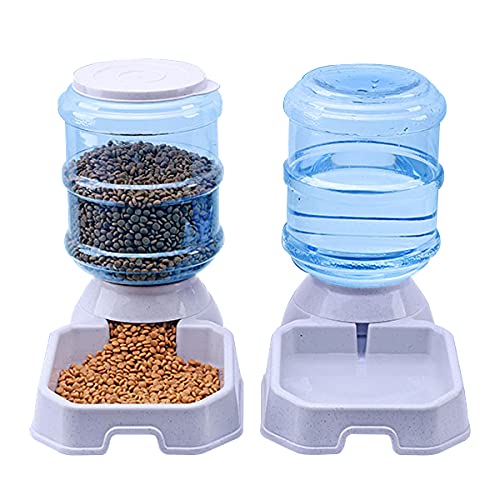 TENINYU Premium Quality Self-Dispensing Gravity 1 Gallon Large Capacity Pet Feeder and Water Dispenser for Cat