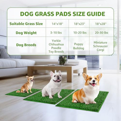 LOOBANI Dog Grass Pee Pads, Artificial Dog Grass Pads for Potty Tray, Fake Grass for Dogs to Pee On, Outdoor Indoor Pee Grass for Dog Potty (18.1*28.1 inch) - size: 18.1*28.1 inch