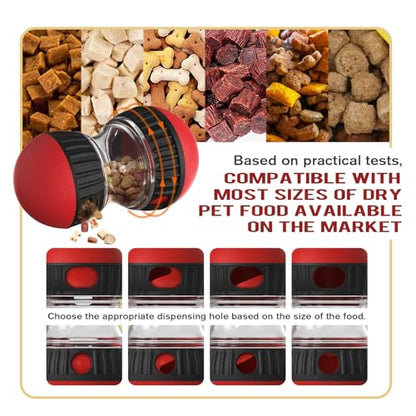 BSISUERM Dog Food Puzzle Toy Adjustable Treat Dispensing Food Dispenser Slow Feeder Bowls Puppy Enrichment Toy Ball Dog Interactive Chase Training Toys for Small Medium Large Dogs - color: Red - Single - Standard