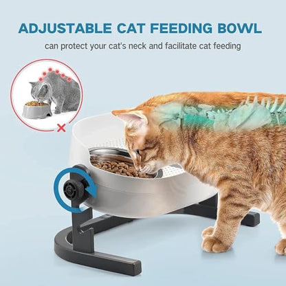 All for Paws Height Adjustable Cat Elevated Bowls Stainless Steel Dog Food Water Bowls, Height Adjustable Cat Feeder Mess Proof Pet Feeding Bowls for Small to Large Size Cats - size: Medium