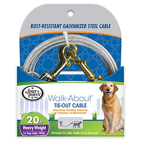 Four Paws Heavy Weight Tie Out Cable Silver 20 Feet - size: 20 Feet