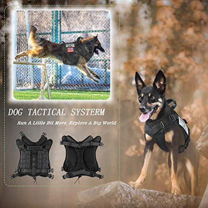 Tactical Service Dog Vest Harness for Medium Large Dog, Military K9 Training Dog Vest with Molle and Loop Panels Adjustable Tactical Harnesses with Handle (01XL, 01-Black) - color: Black, size: X-Large (Pack of 1)