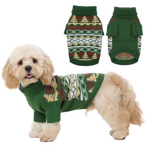 Christmas Dog Sweater for Small to Large Dogs - Festive Green Knit Pullover, Cute Holiday Winter Coat, Soft & Warm Pet Clothing, Machine Washable Green L - color: Green, size: Large