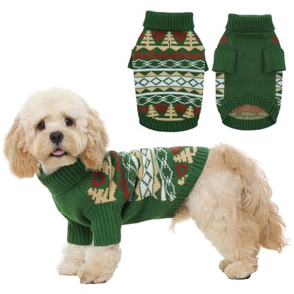 Christmas Dog Sweater for Small to Large Dogs - Festive Green Knit Pullover, Cute Holiday Winter Coat, Soft & Warm Pet Clothing, Machine Washable Green L - color: Green, size: Large