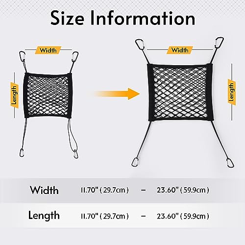 rabbitgoo Dog Car Net Barrier for SUVs, Pet Barrier with Metal Hooks & Stretchable Mesh, Car Divider & Storage Bag, Easy to Install, Drive Safely with Children & Pets, 11.7"×11.7" - size: 11.7" x 11.7"