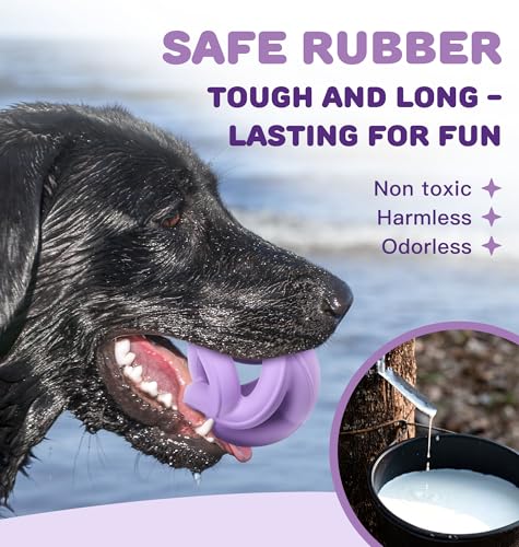 Natural Rubber Indestructible Dog Toys, Durable Dog Chew Toys for Aggressive Chewers - Interactive Dog Toy Balls for Anxiety Relief, Safe for Most Breeds, Fetch Training, 4", Purple - color: Purple