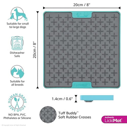 LickiMat Tuff, Heavy-Duty Buddy, Dog Slow Feeder Lick Mat, Boredom Anxiety Reducer; Perfect for Food, Treats, Yogurt, or Peanut Butter, Fun Alternative to a Slow Feed Dog Bowl, Turquoise - color: Turquoise